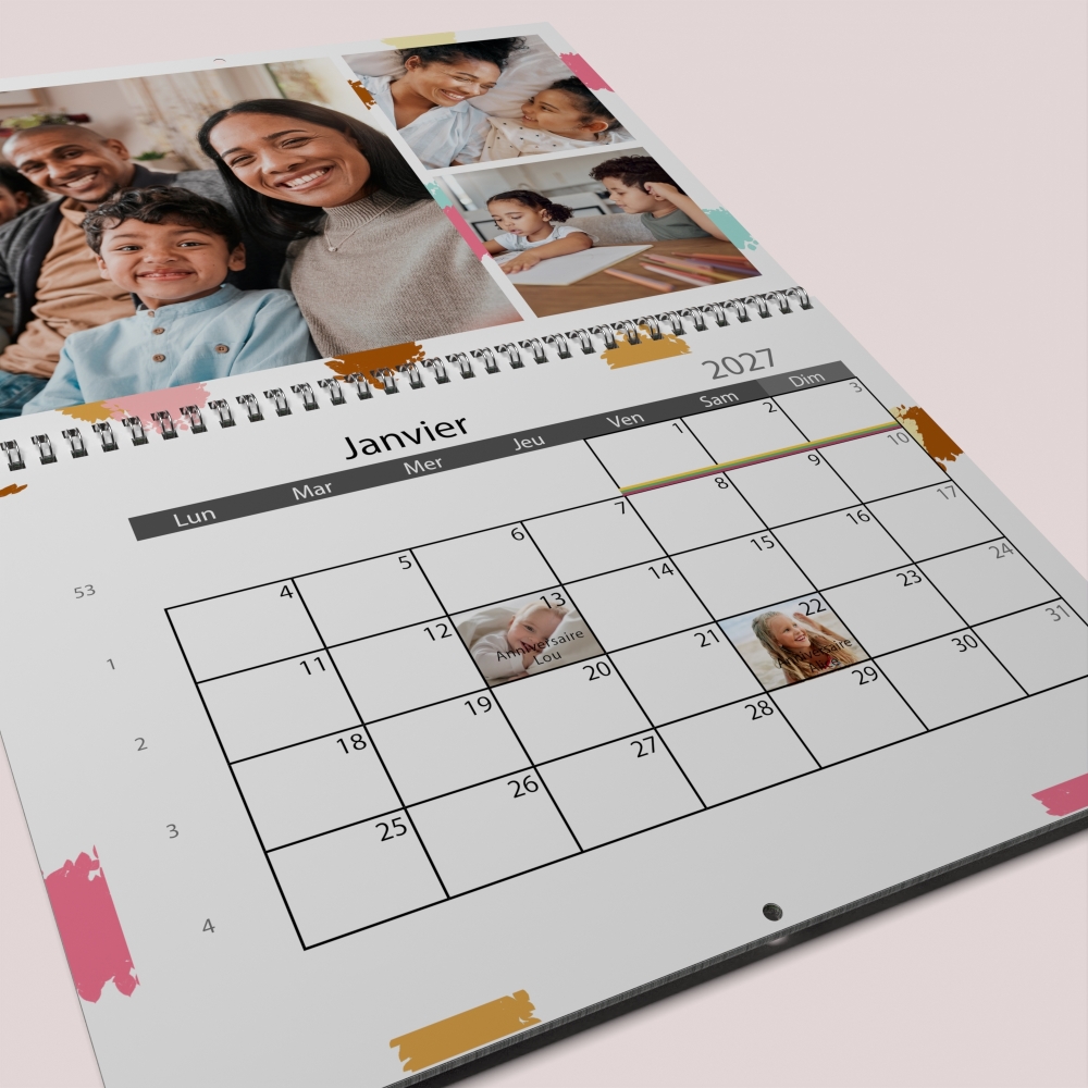 Calendrier photo mural double