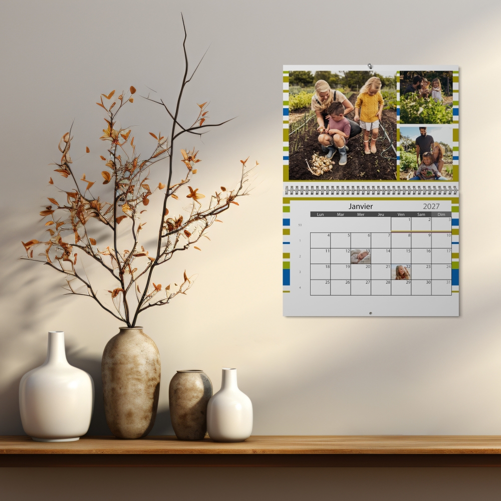 Calendrier photo mural double