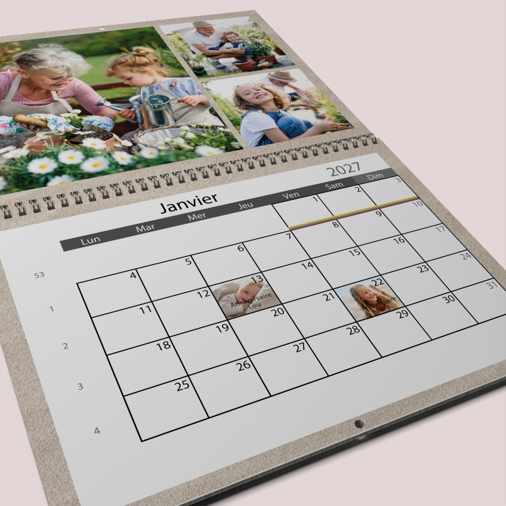 Calendrier photo mural double