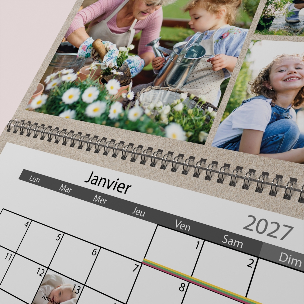 Calendrier photo mural double