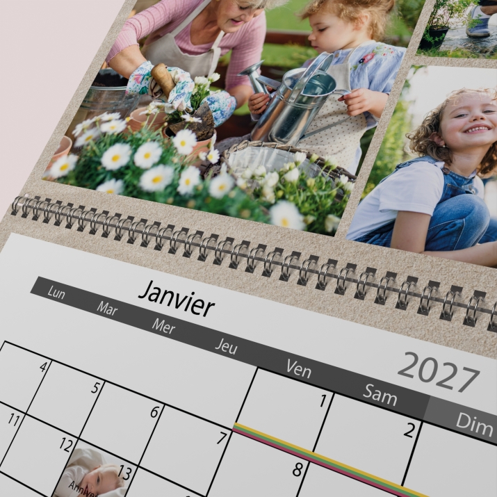 Calendrier photo mural double