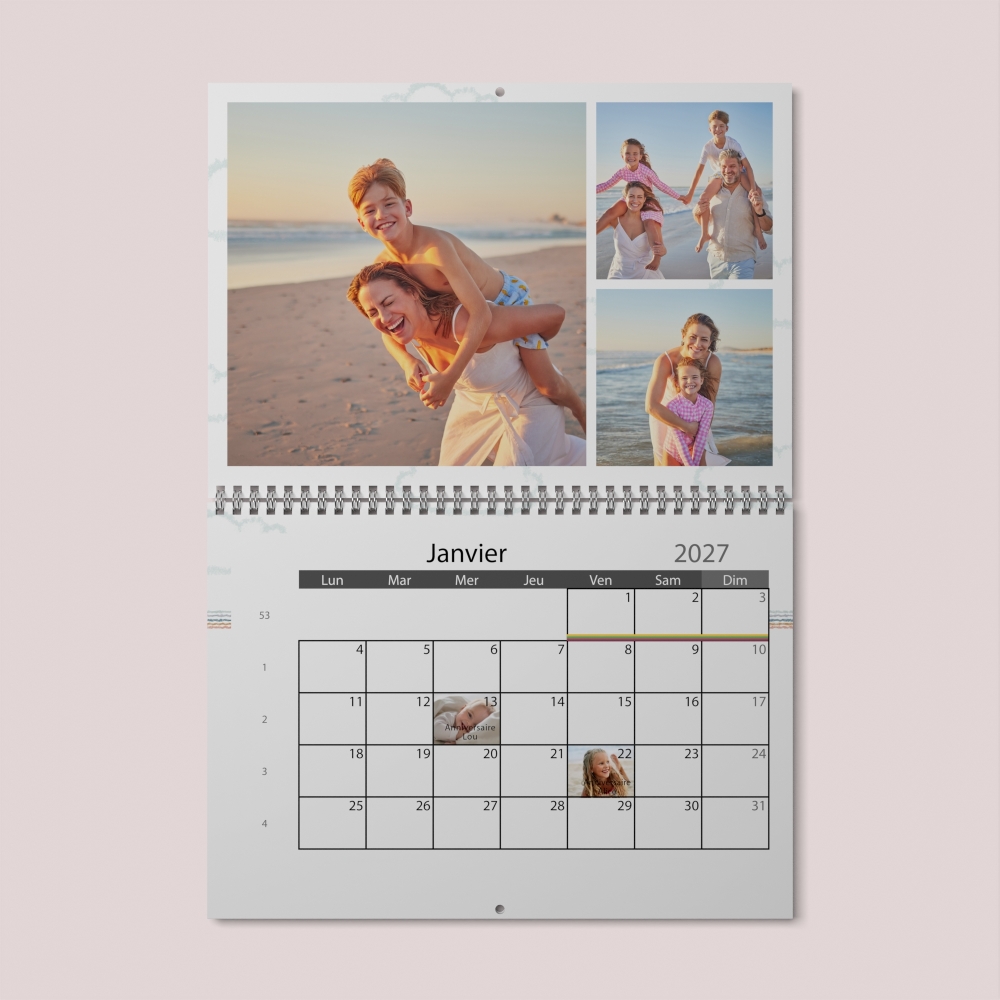 Calendrier photo mural double