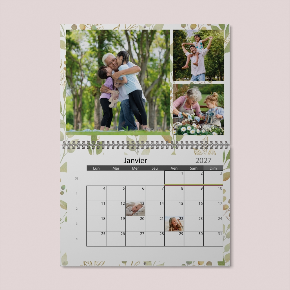Calendrier photo mural double