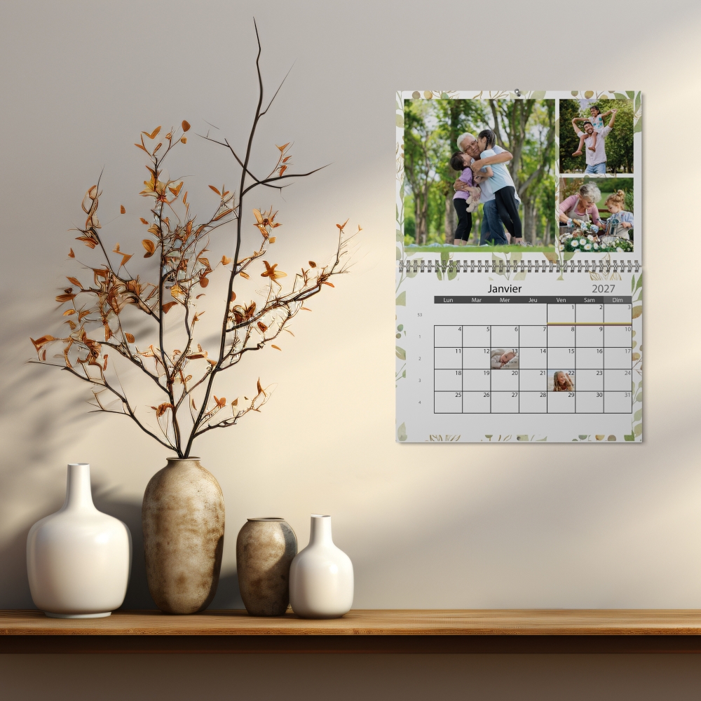Calendrier photo mural double