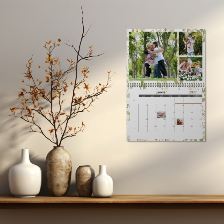 Calendrier photo mural double