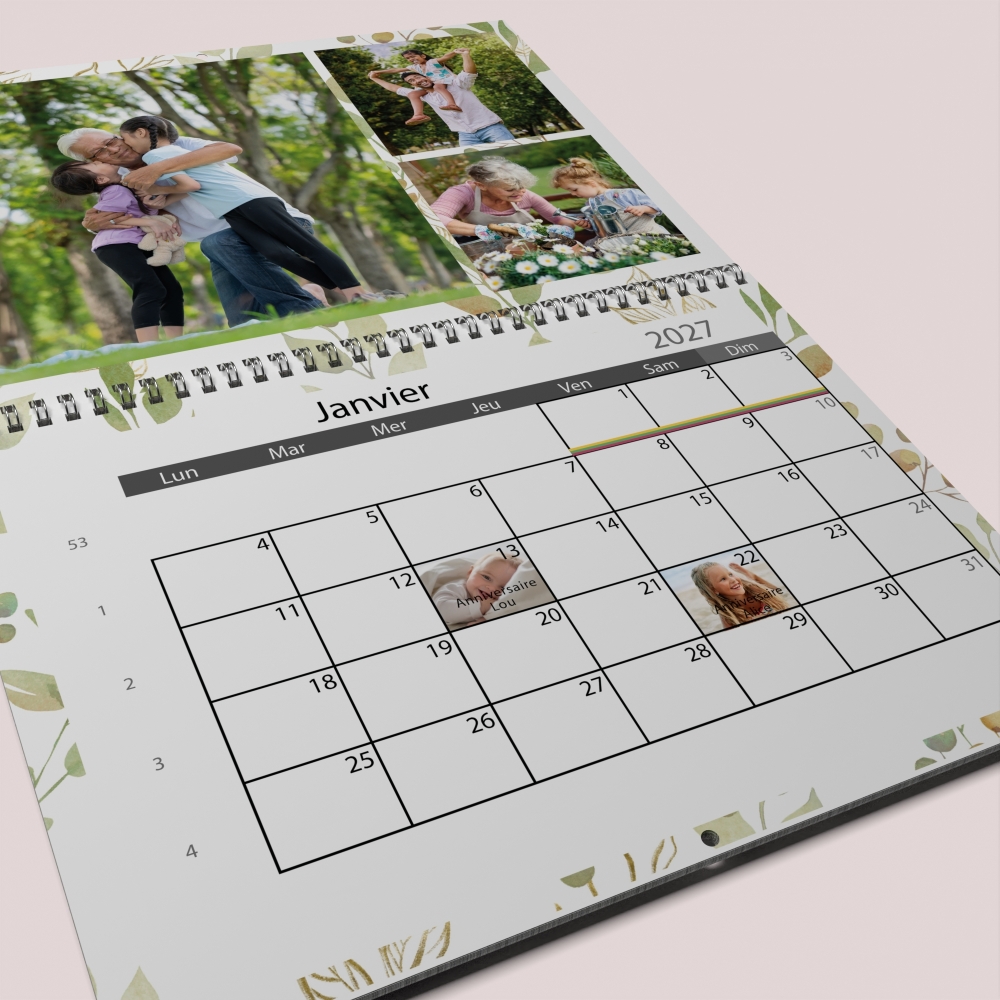 Calendrier photo mural double