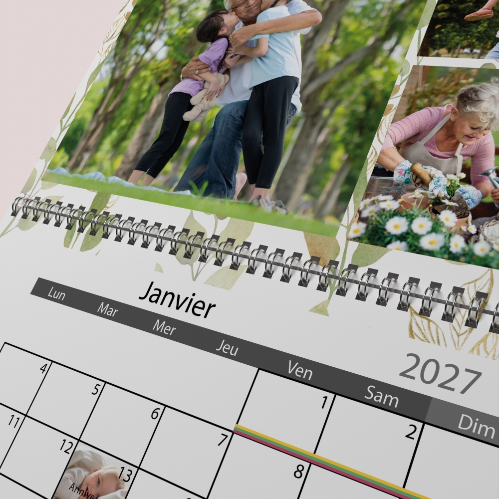 Calendrier photo mural double
