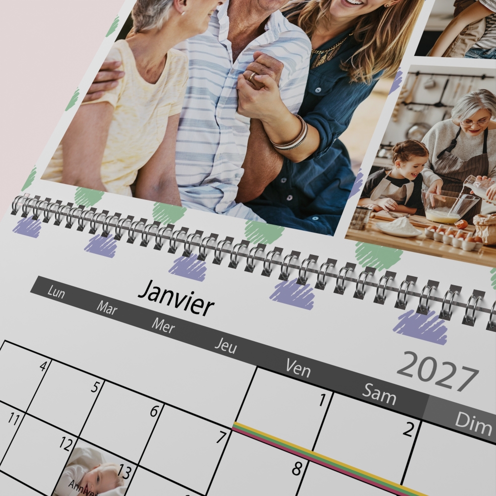 Calendrier photo mural double