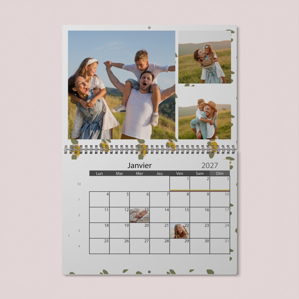 Calendrier photo mural double