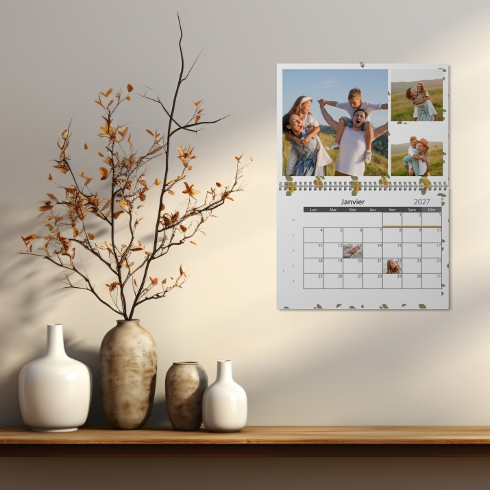 Calendrier photo mural double