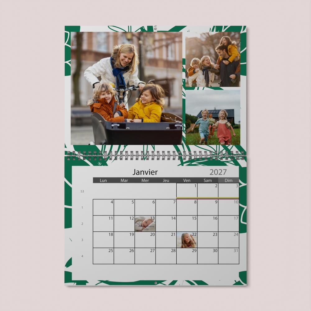 Calendrier photo mural double