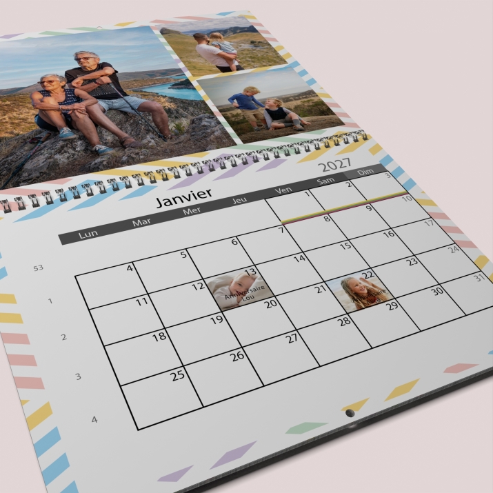 Calendrier photo mural double
