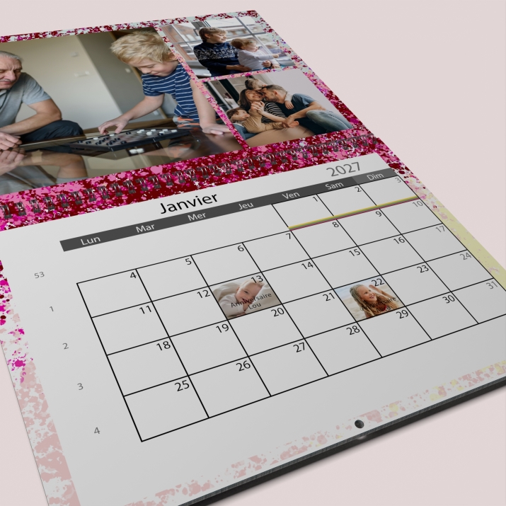 Calendrier photo mural double