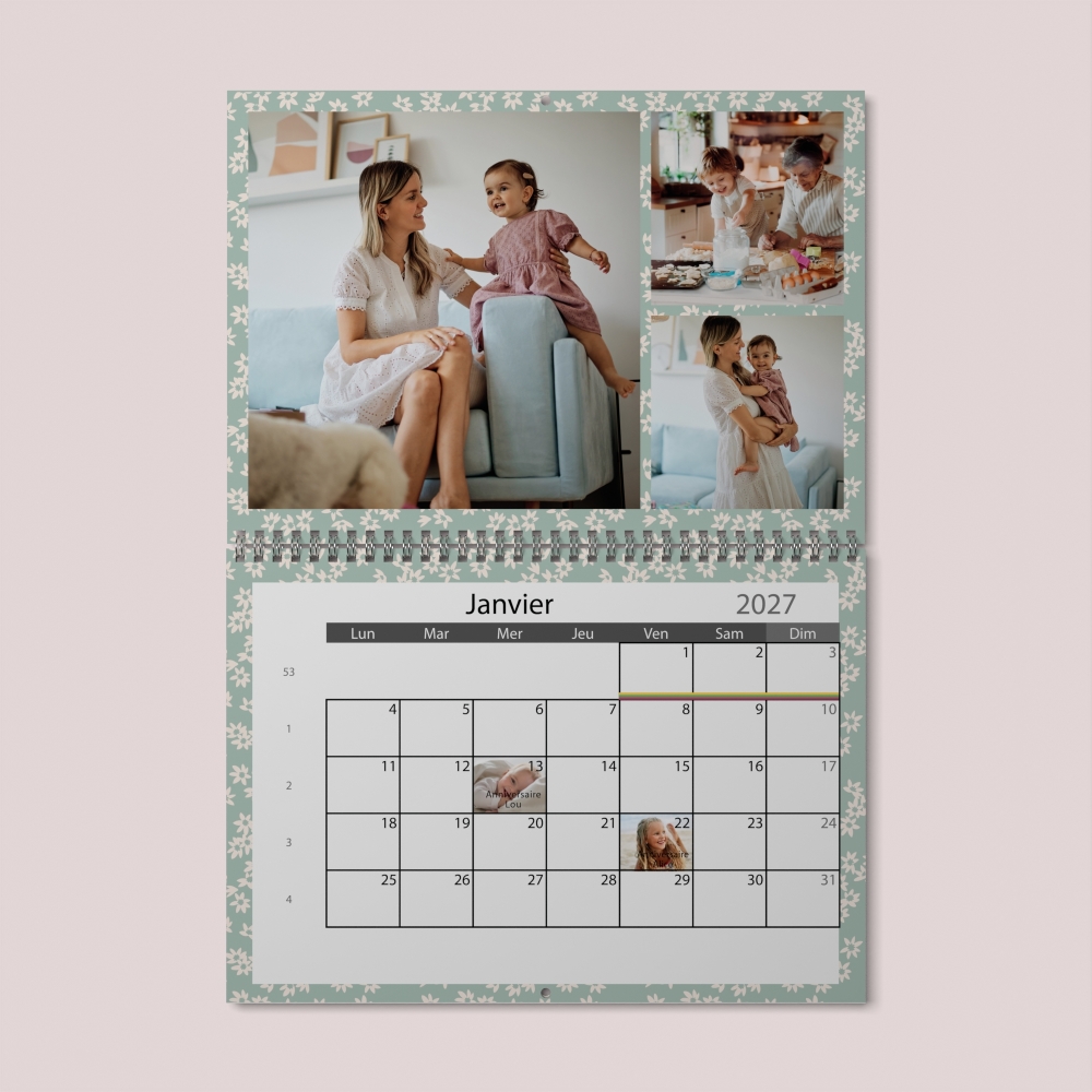 Calendrier photo mural double