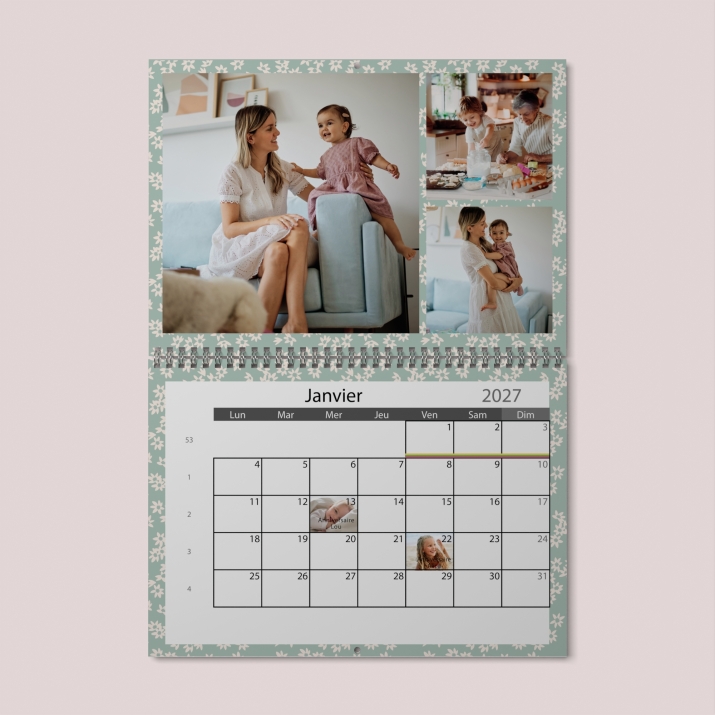 Calendrier photo mural double