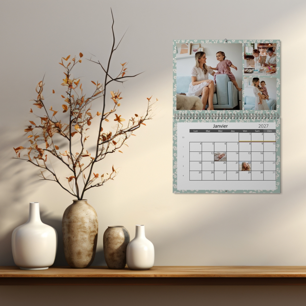 Calendrier photo mural double