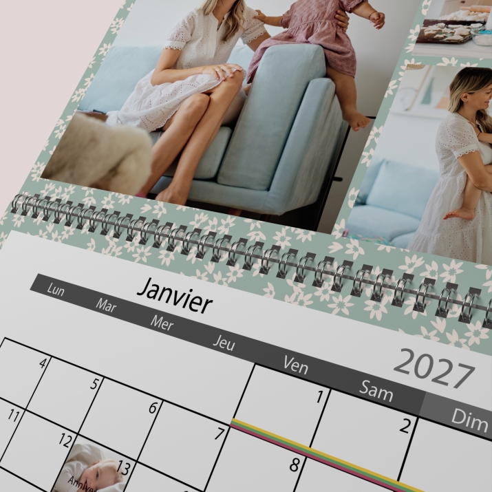 Calendrier photo mural double
