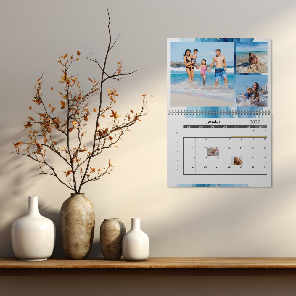 Calendrier photo mural double