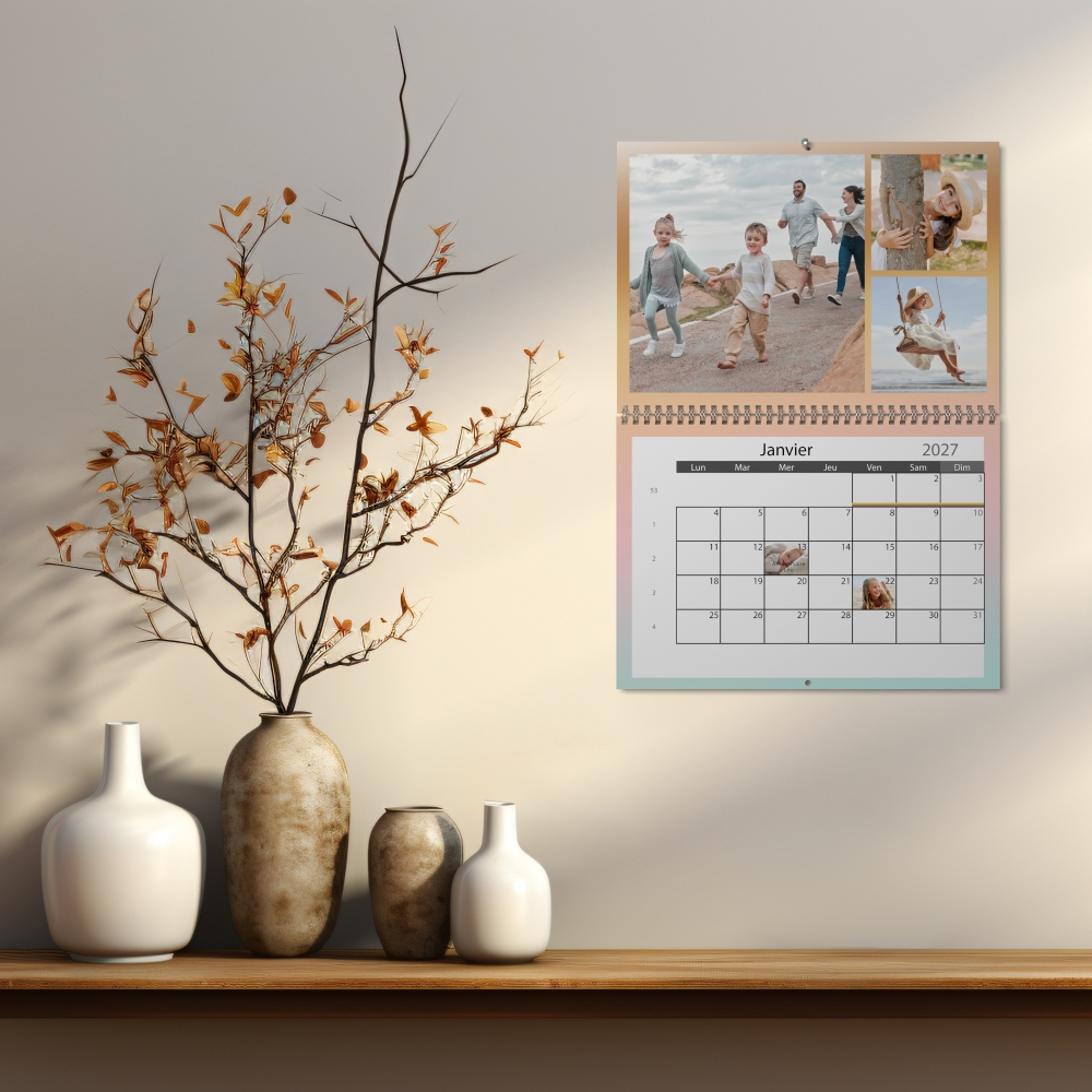 Calendrier photo mural double