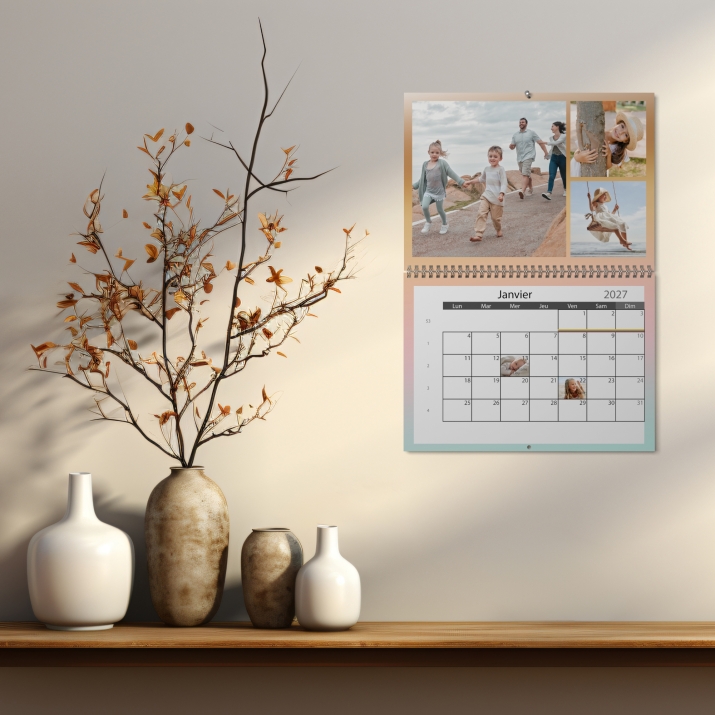 Calendrier photo mural double