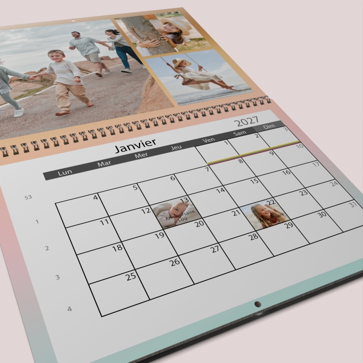 Calendrier photo mural double