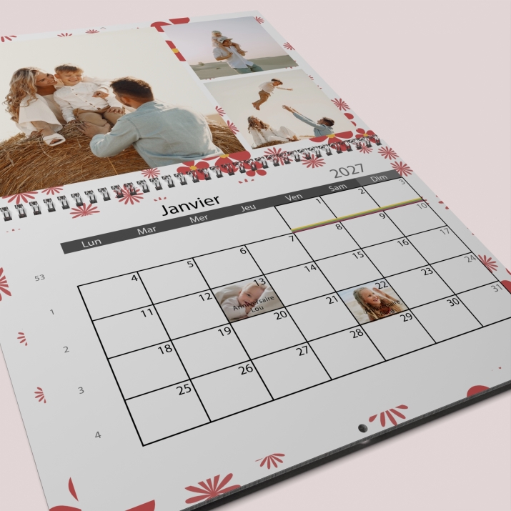 Calendrier photo mural double