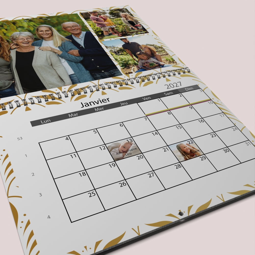 Calendrier photo mural double