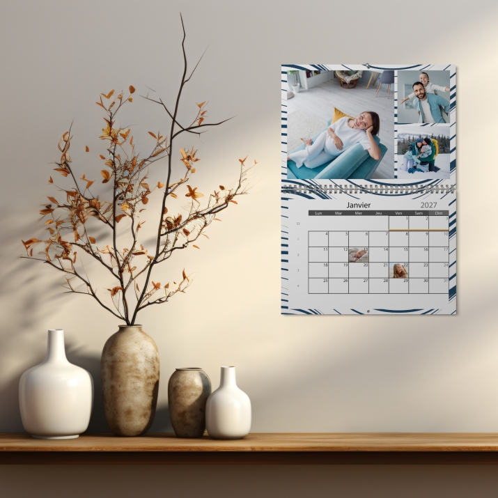 Calendrier photo mural double
