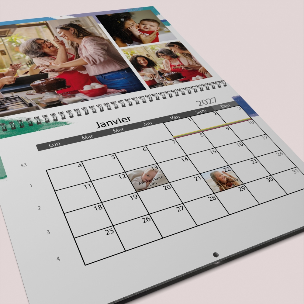 Calendrier photo mural double