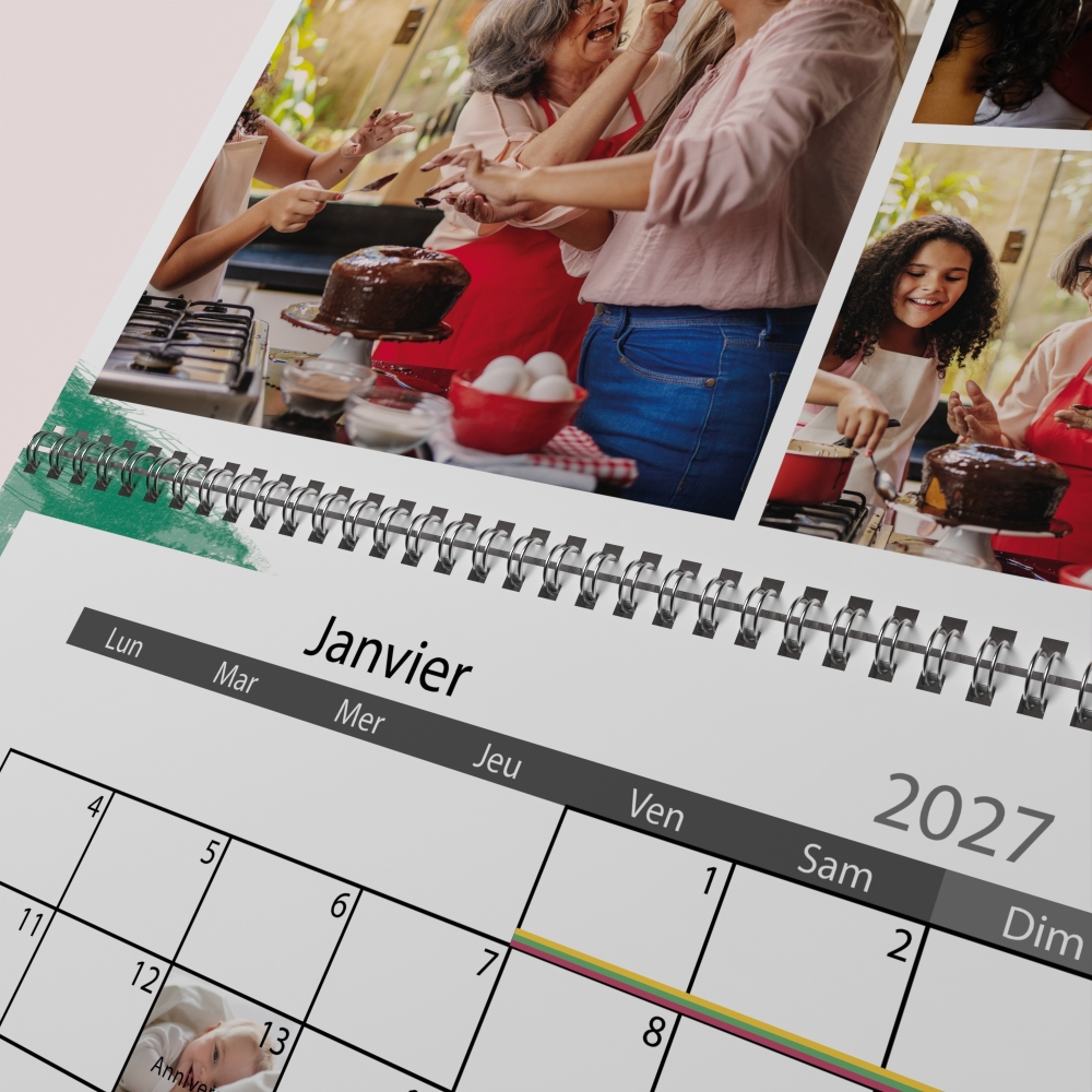 Calendrier photo mural double
