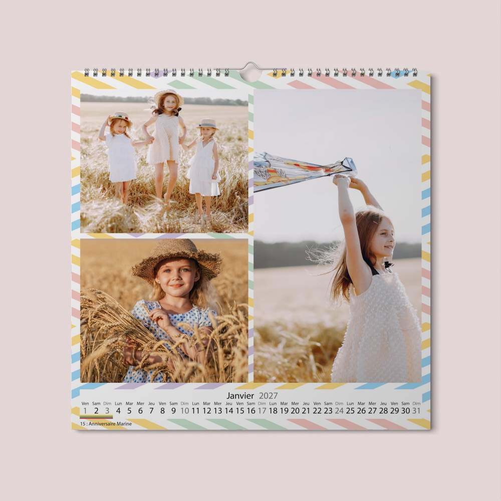Calendrier photo CARRE mural