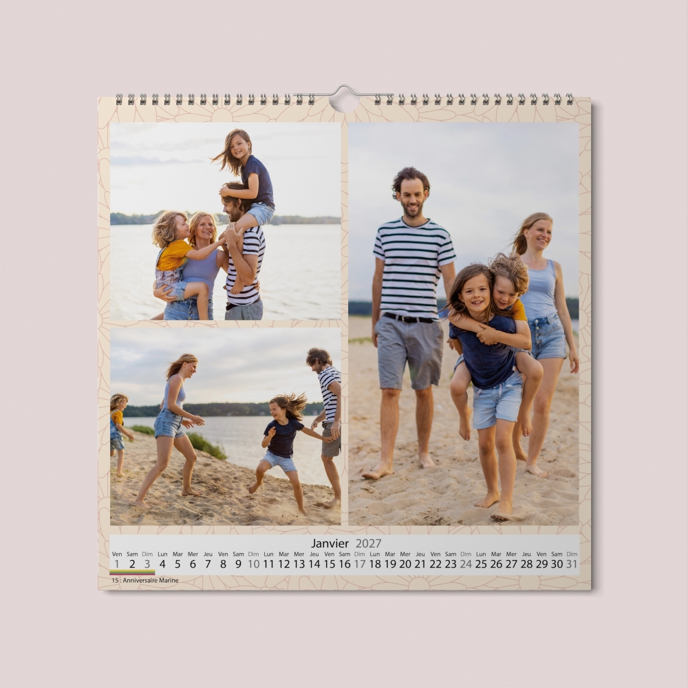 Calendrier photo CARRE mural