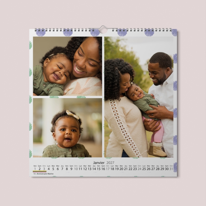 Calendrier photo CARRE mural