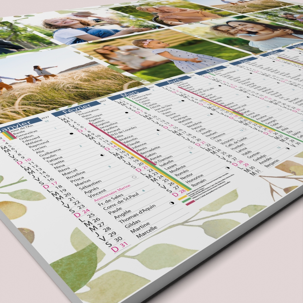 Calendrier photo bancaire
