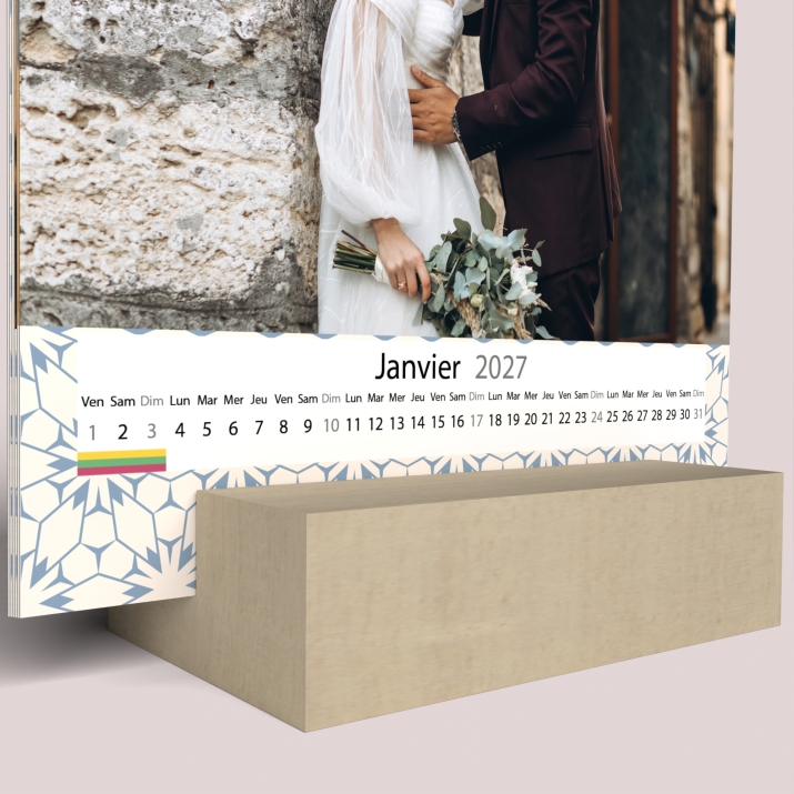 Calendrier sur bois carré