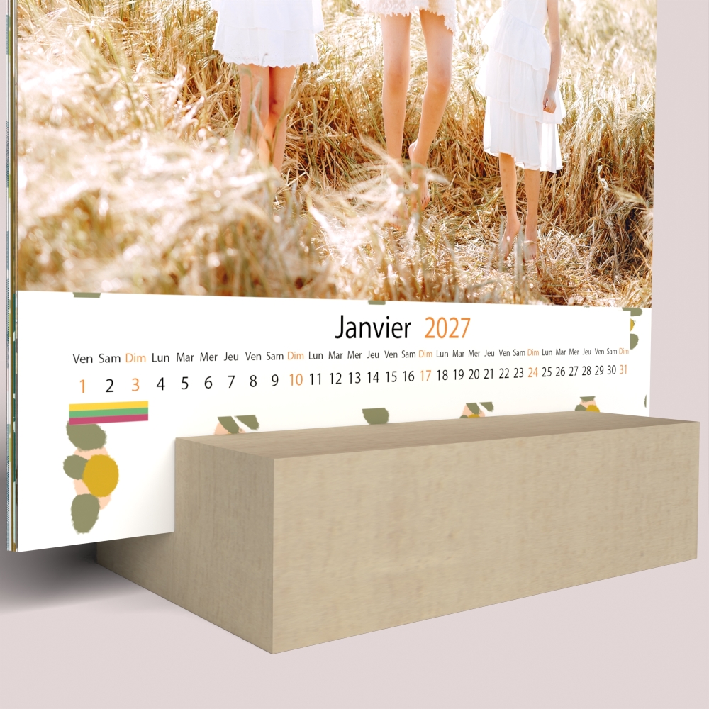 Calendrier sur bois carré