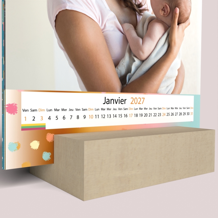 Calendrier sur bois carré