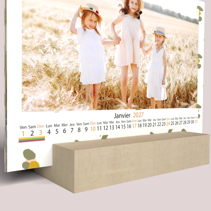 Calendrier sur bois pano