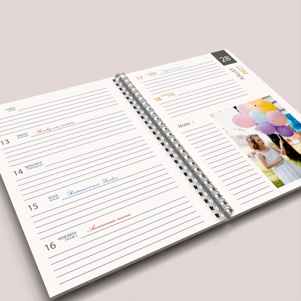 Agenda photo personnalisé