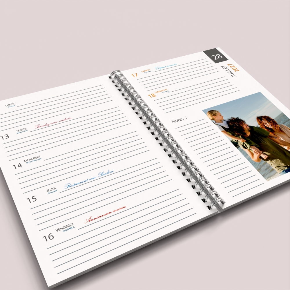 Agenda photo personnalisé
