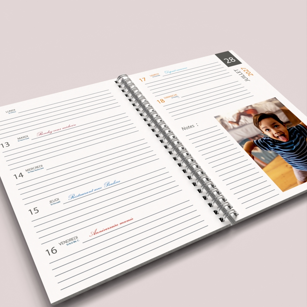 Agenda photo personnalisé