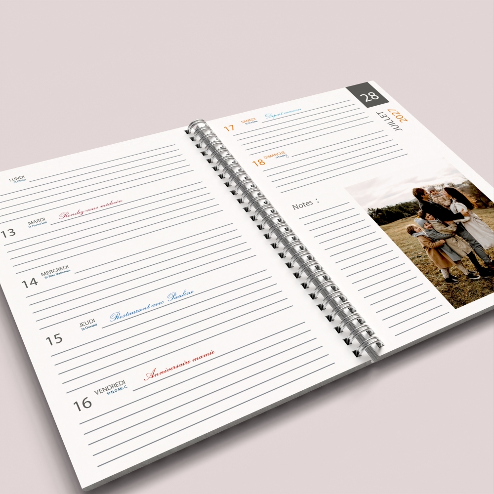 Agenda photo personnalisé