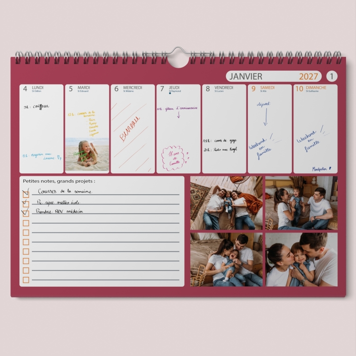 Calendrier photo mural semainier