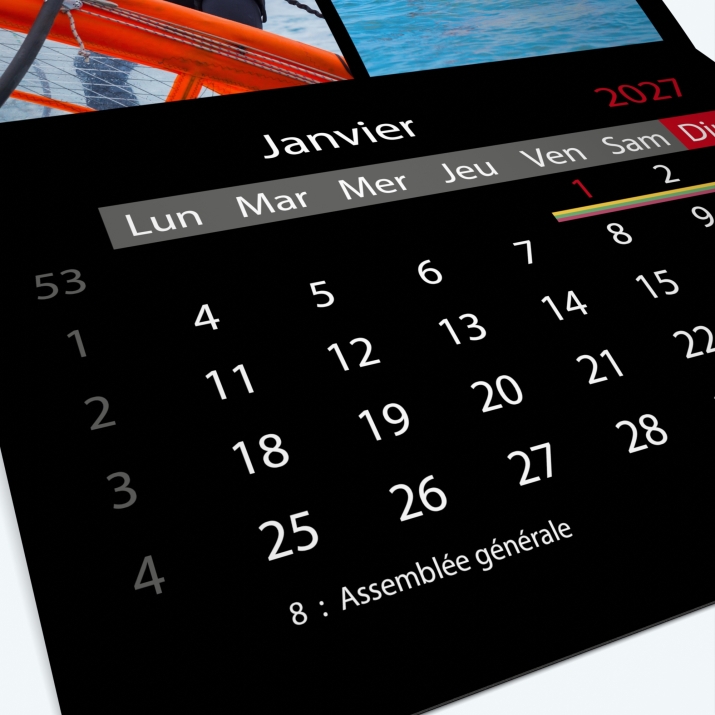 Calendrier agrafé Classic - Grille calendaire personnalisable