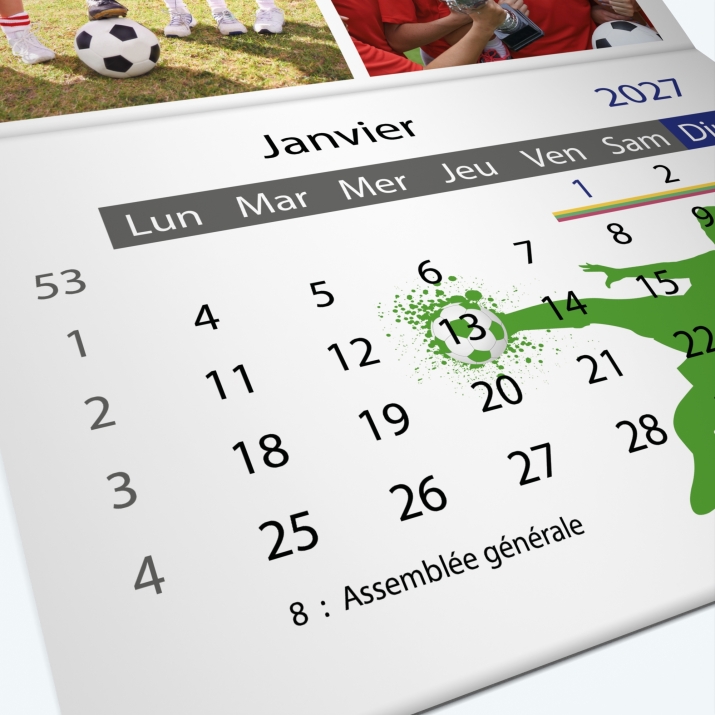 Calendrier agrafé Classic - Grille calendaire personnalisable