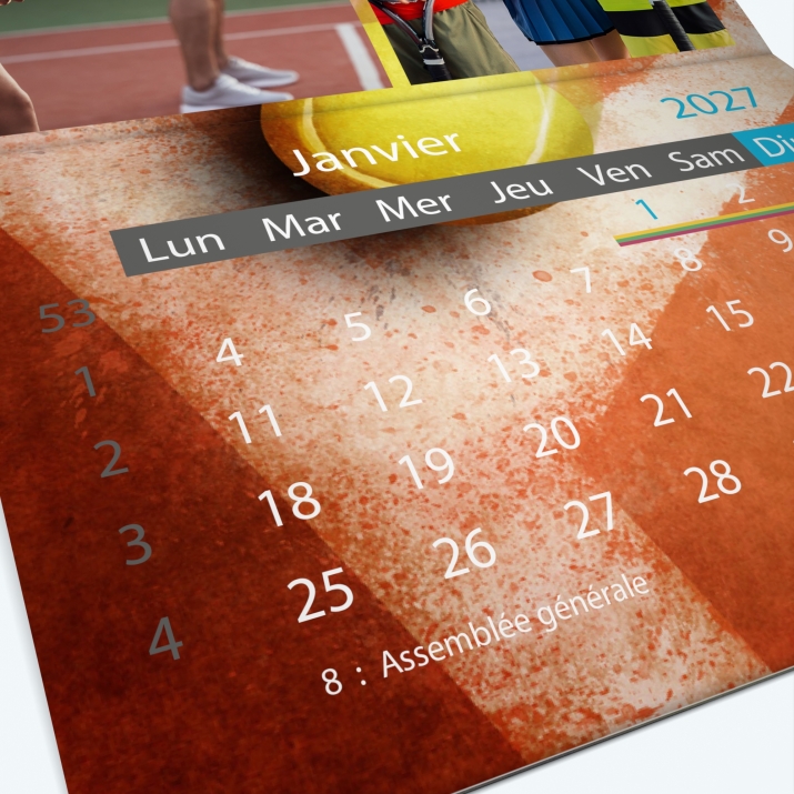 Calendrier agrafé Classic - Grille calendaire personnalisable