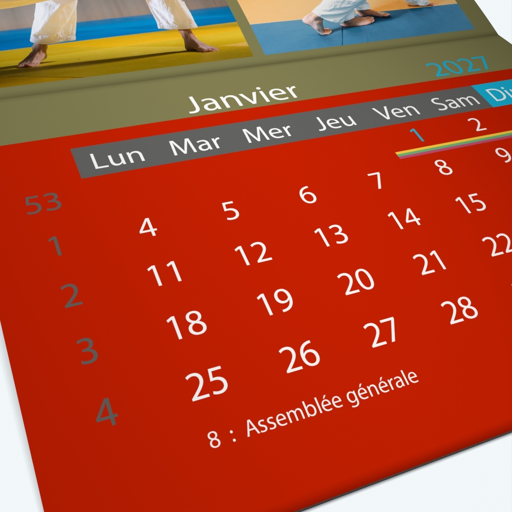 Calendrier agrafé Classic - Grille calendaire personnalisable