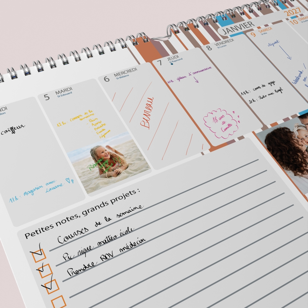 Calendrier photo mural semainier