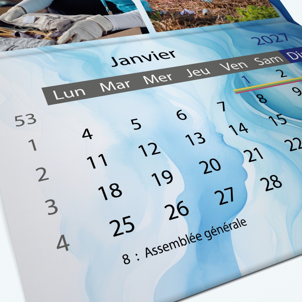 Calendrier agrafé Classic - Grille calendaire personnalisable