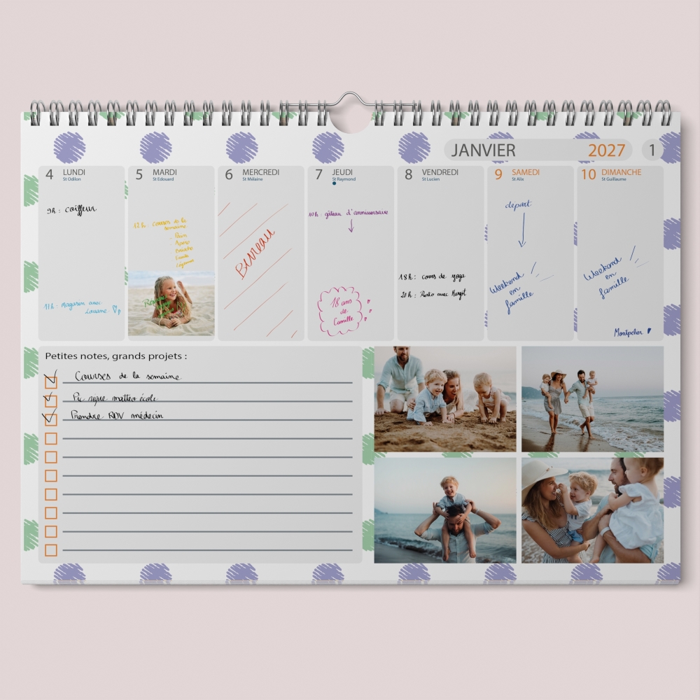 Calendrier photo mural semainier
